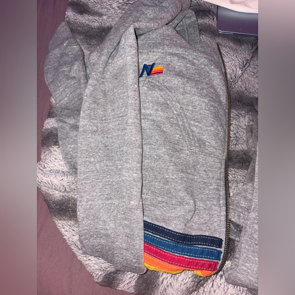 Gray Sweater with Multicolor Accents